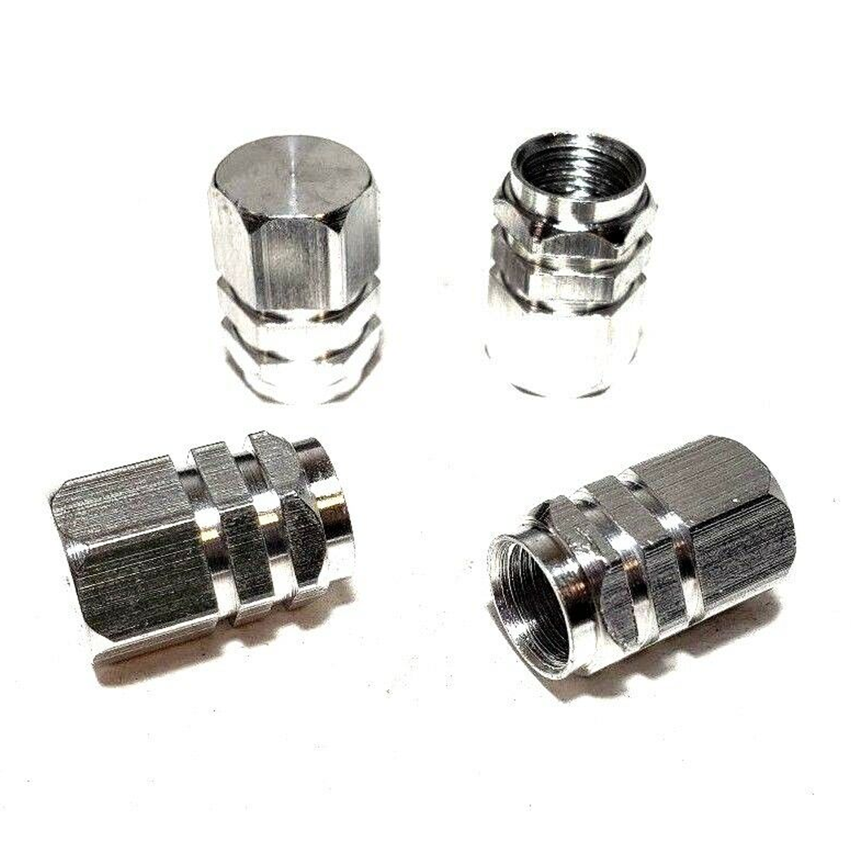 Silver Aluminum Tire/Wheel Air Pressure Valve Stem CAPS for AutoCar