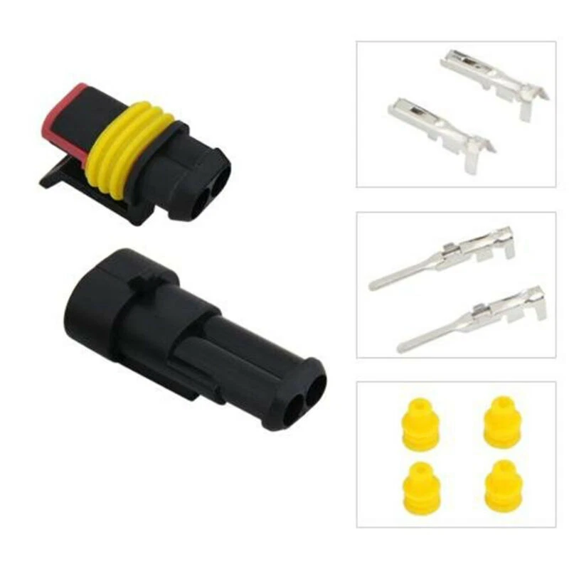 10 Kit 2 Pin Way Sealed Waterproof Electrical Wire Connector Plug Terminal Set - Image 2 of 4