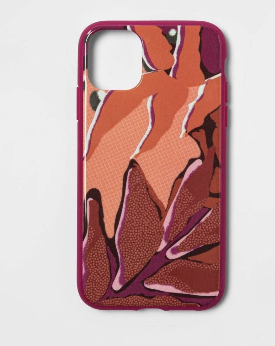 Heyday Apple iPhone XR 11 Pro Case Botanical Red Pink White