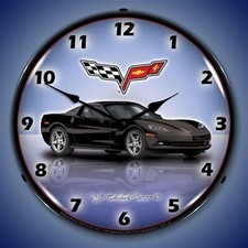 C6 Corvette Led Lighted Clock - Black