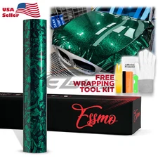ESSMO PET Marble Forged Gloss Carbon Fiber Emerald Green Car Vinyl Wrap Decal