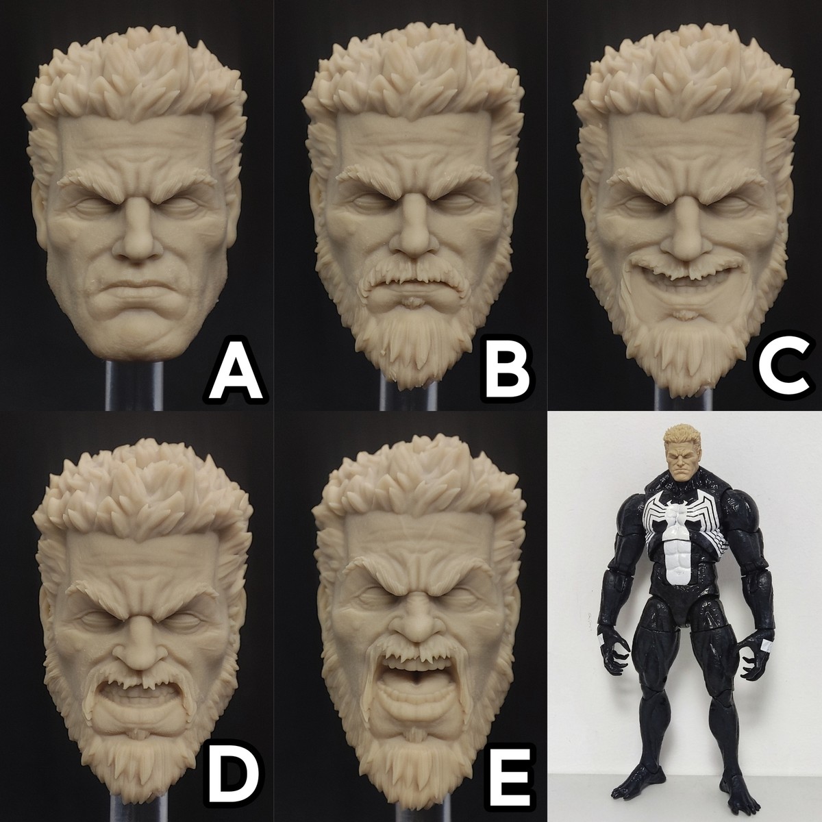 1/12 Unpainted Comics Eddie Brock Head Carved Fit ML Super Large
