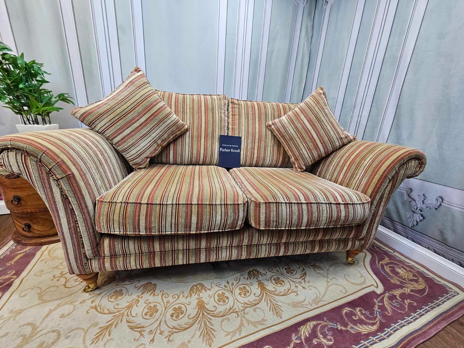 PARKER KNOLL BURGHLEY 2 SEATER SOFA IN BASLOW STRIPE GOLD RRP £1900 eBay