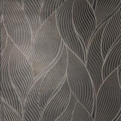 Embossed bronze metallic faux fabric wave lines textured contemporary wallpaper