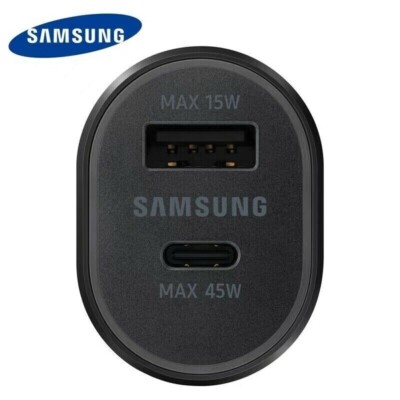 New Original Samsung S22U 45W Dual Ports Fast Charging Car Charger + USB-C Cable - Picture 2 of 6