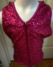 Weissman Sequin Girls Pink Hooded Vest Size L