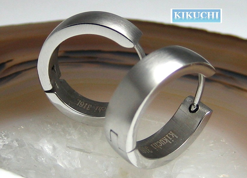 Edelstahl Ohrringe 13,4 Mm / 5 Mm Bogen Creolen Schwarz Silber Bla – Jewelry
