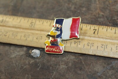 Vintage Enameled Hat Pin COCA COLA 1984 LA Olympics Sam Eagle Flag France