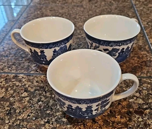 Johnson Brothers BLUE WILLOW Coffee Tea Mugs Cups Set of 3 England
