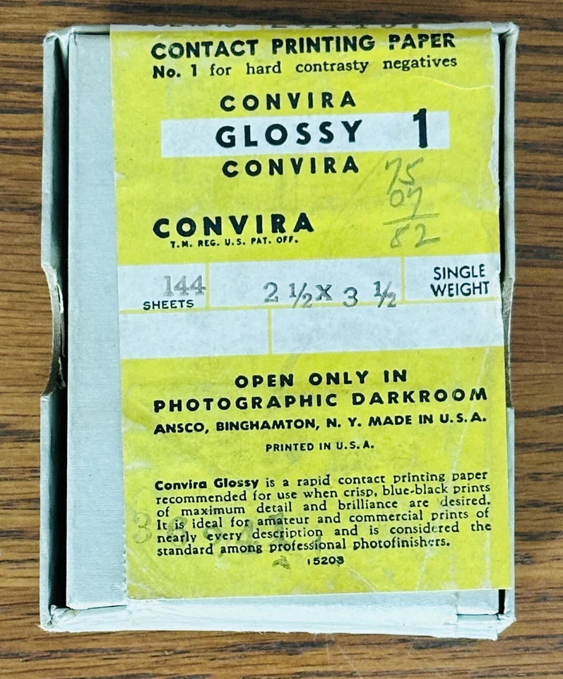 ANSCO CONVIRA RARA CAJA SELLADA 1949 2,5x3,5 PAPEL FOTOGRÁFICO 144 HOJAS BRILLANTE Foto 3 de 4