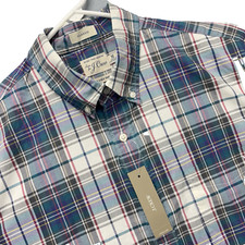J. Crew Shirt Mens M Classic Secret Wash Short Sleeve Tartan Plaid Button NEW