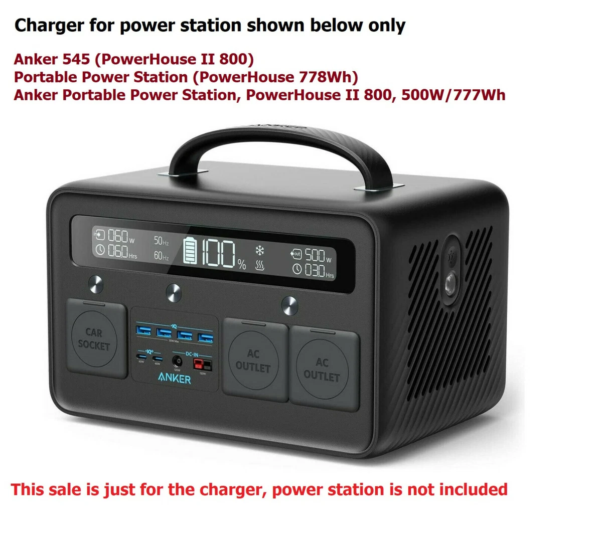 Charger for Anker 535 Portable Power Station - PowerHouse Model