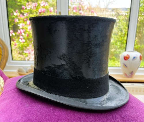 Antique Lock & Co Black Silk Top Hat & Case Size Approx 7 1/8 58.5cm Ascot Ready - Picture 10 of 24