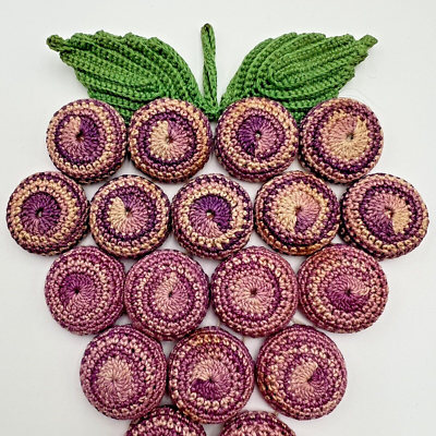 Vintage Purple Grape Cluster Hand Crocheted Bottle Cap Hot Pad