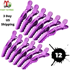 Purple 12PC Salon Croc Hair Styling Clips-Sectioning Alligator Hair Clip Plastic