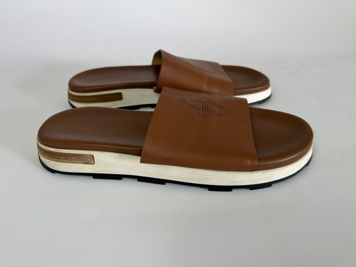 HERMES Brown Leather Slides Size 45 IT | eBay