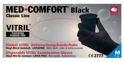 Med Comfort Vitril (Nitril/Vinyl Mix) Einmal-/Einweg-Handschuhe Schwarz S M L XL