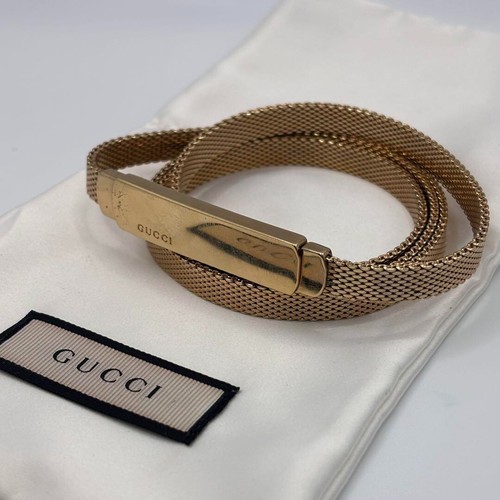 GUCCI Plate Mesh Belt Metal Gold from japan dhl fedex free shipping - Picture 3 of 16
