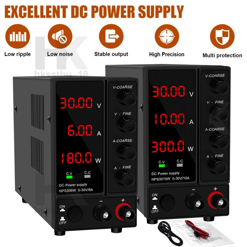 Adjustable DC Bench Power Supply 30V 10A/6A LED Precision Lab variable UK Ship
