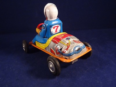 Ancien Jouet Kart En Tôle Lithographiée Yonezawa Japan 1950 N°7 - Pilote TBE