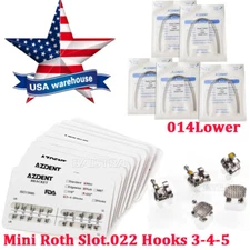 Dental Orthodontics Metal Brackets Braces + Super Elastic Niti Arch Wire Round