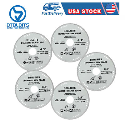 5pcs 4.5'' Diamond Saw Blade Cut Off Wheel for Metal Steel Tile Ceramic Marble