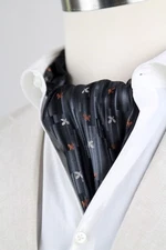 Silk Men's Cravat Ascot Tie Black CAMELLUCCI Gift for him A236