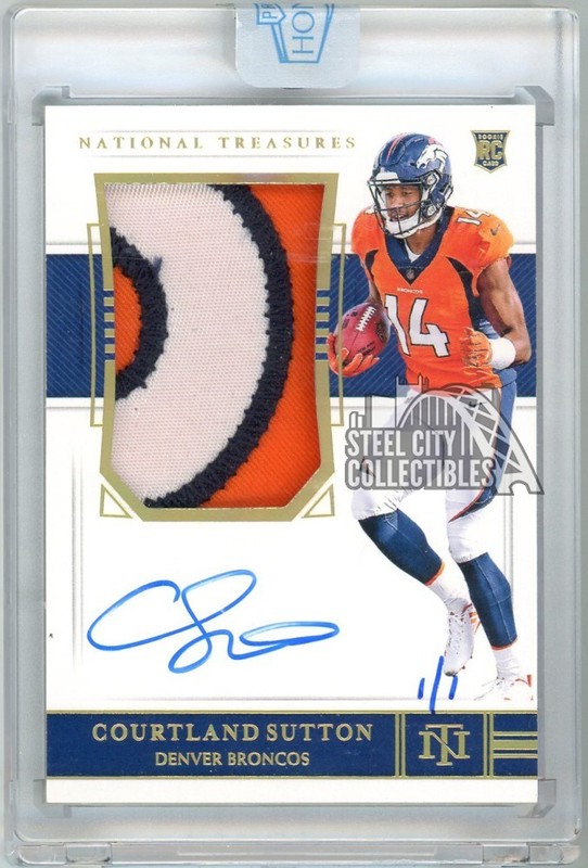 Courtland Sutton 2018 Panini National Treasures Rookie Patch Auto Card #186 1/1