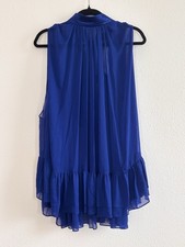 Alice + Olivia Women’s Blue Sheer Self-Tie Mock Neck Cape “Zenon” Dress Size 0