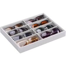 Sunglasses Organizer Tray with 8 Grids Velvet Lining Eyewear Storage Drawer