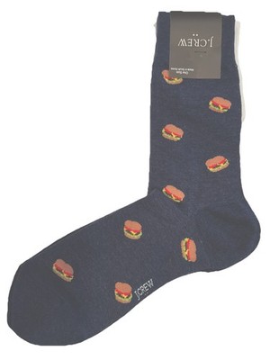 NWT J CREW Socks One Size Blue Hamburgers #J41