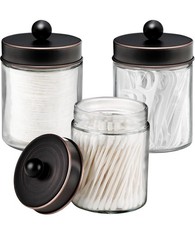Apothecary Jar Canisters Bathroom Vanity Organizer  3pc black 