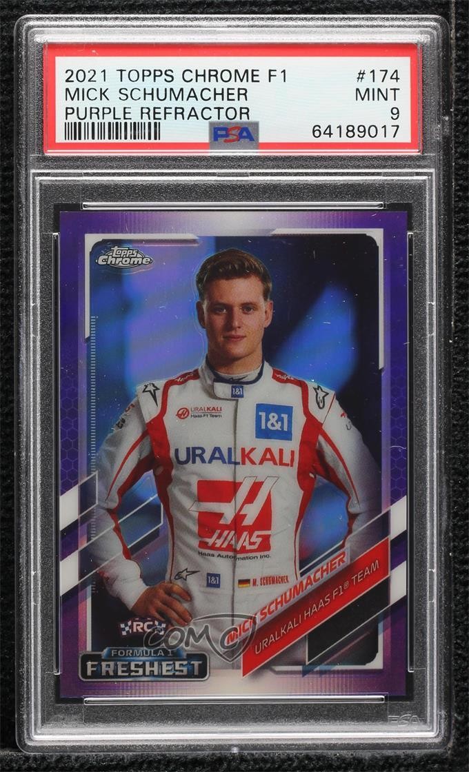 2021 Topps Chrome Formula 1 Purple Refractor /399 Mick Schumacher Rookie RC ux8
