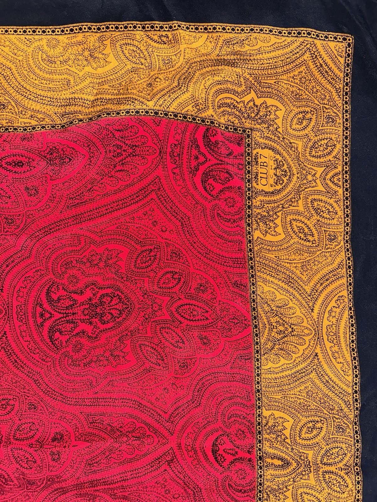Club 7 Echo Scarf Red Black Gold Paisley