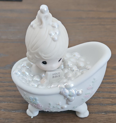 Precious Moments He Cleansed My Soul Girl Bath Porcelain Figurine 1985 Butcher