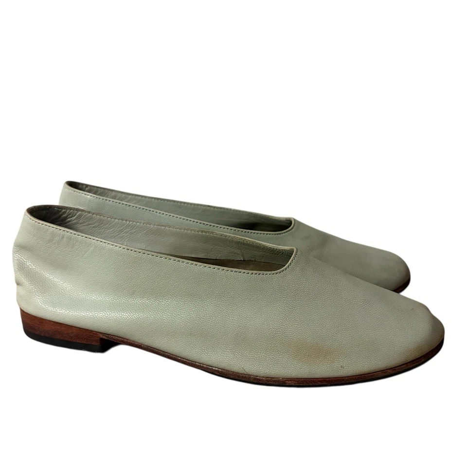 MARTINIANO Guante Verde Salvia Cuero Ballet Planos Cuadrados Zapatos de salón Mujer Talla 36 Foto 2 de 4