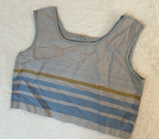 Vintage 70s Penney s Girls 6X Blue Striped Crop Tank Top USA