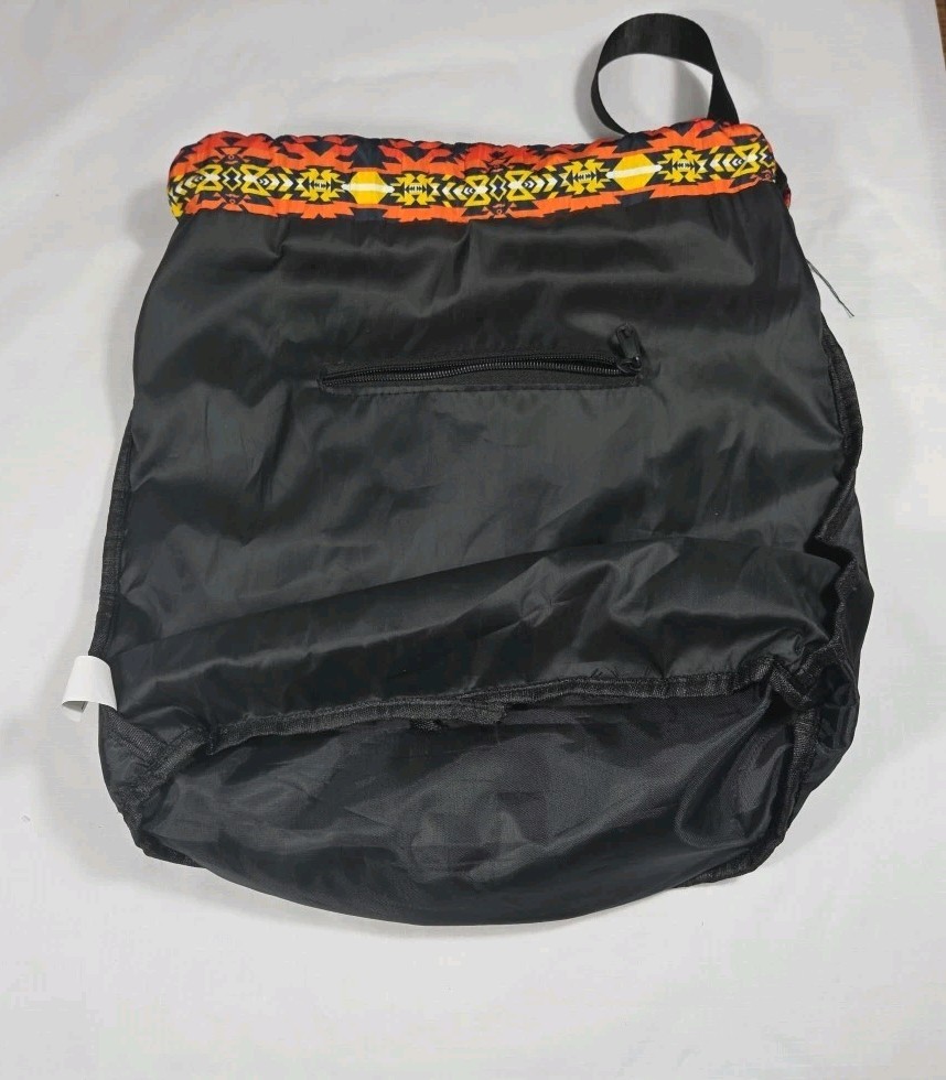 Orange Aztec Print Drawstring Backpack Large Capa… - image 4