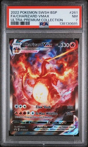 2022 POKEMON SWSH BLACK STAR PROMO #261 FULL ART/CHARIZARD VMAX PSA 7