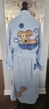 Vintage 1990's Canyon Group Chenille Dog Robe Light Blue Robe LARGE