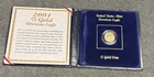 GEM BU 2001 $5 American Gold Eagle Coin w/ COA, 1/10 Oz AGE U.S. Uncirculated