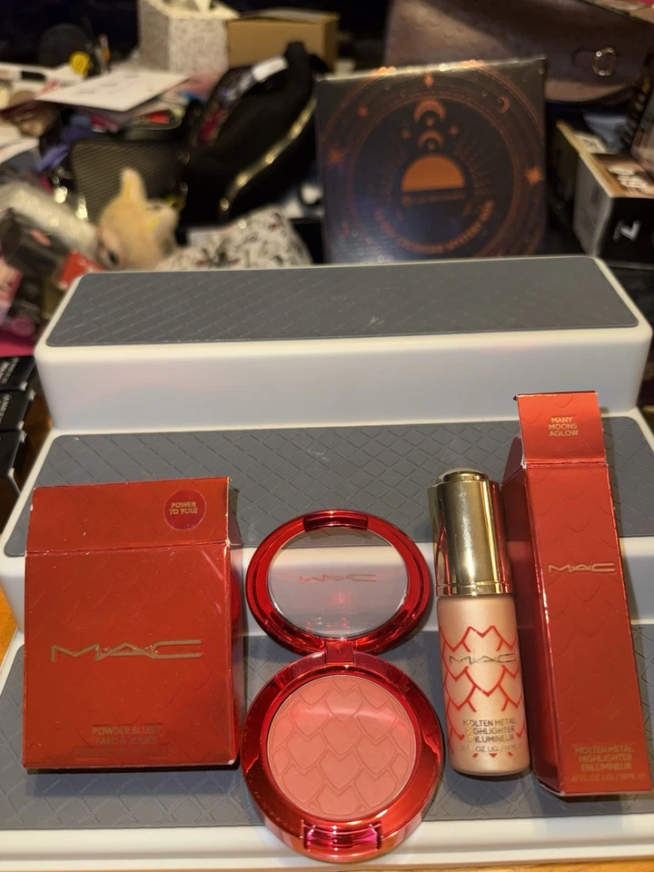 M.A.C Powder Blush Power to You & Molten Metal Highlighter Many Moons Aglow NIB - Image 2 of 4