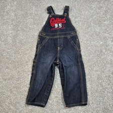 OshKosh B'gosh Overalls Y2K Boys 24M Blue Denim Bib Logo Snap Leg Toddler
