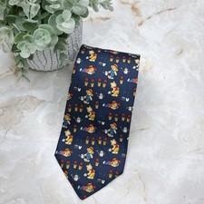 NWOT Mulberry Navy Red Yellow Silk Tie Landscaper Bear Print 3 3/4" - 58"