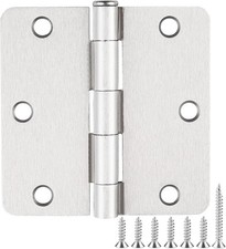 3.5" Brushed Nickel Door Hinges 1/4" Radius 30 Pack w/Screws