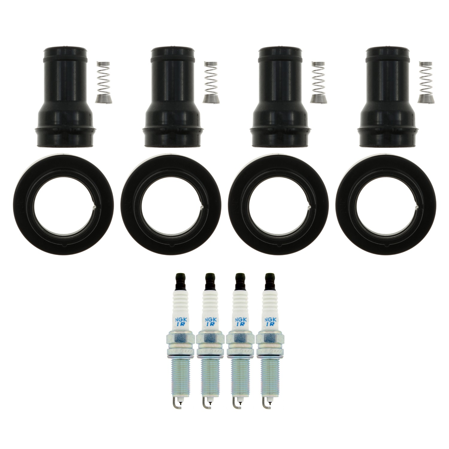 NGK 4 Laser Iridium H. I. Spark Plugs 4 Coil Boots Kit for Accent Rio Soul L4