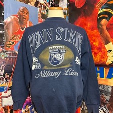 Vintage 90s Penn State Nittany Lions College Sweatshirt Navy Blue Sz Large