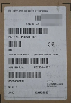 NEW HPE 3PAR StoreServ 8000 1.92TB 12G SAS SFF SSD P08720-001 - Image 1 of 2