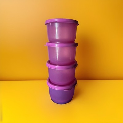 Tupperware Snack Cups Set of 4 Purple with Matching Seals (4 ounces each)