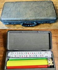 Mah Jongg Game 🎲Complete Set 4 Racks Complete Tiles Leather Locking Travel Case